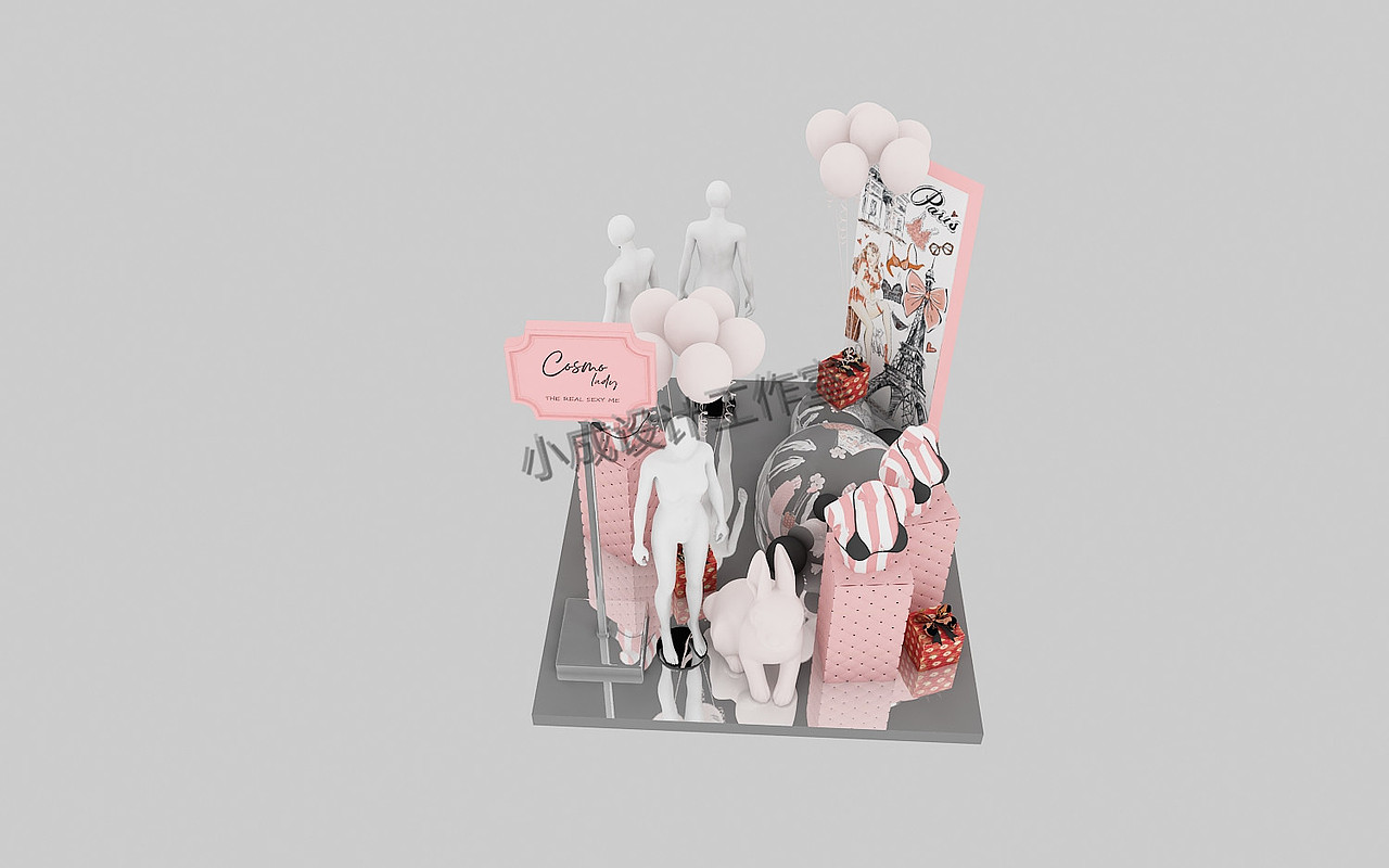 【美陈DP点】商场dp点兔子主题内衣美陈 圣诞节复活节