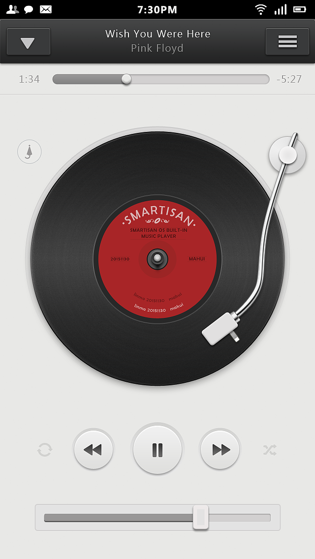 临摹锤子系统音乐播放界面