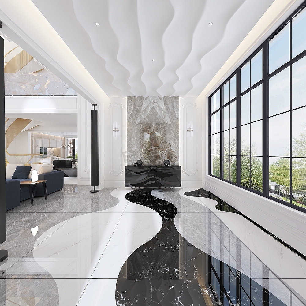 保利国际高尔夫花园装修,1200㎡独栋别墅设计,天古装饰