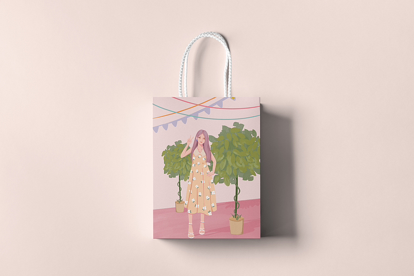 甜美清新女孩插画