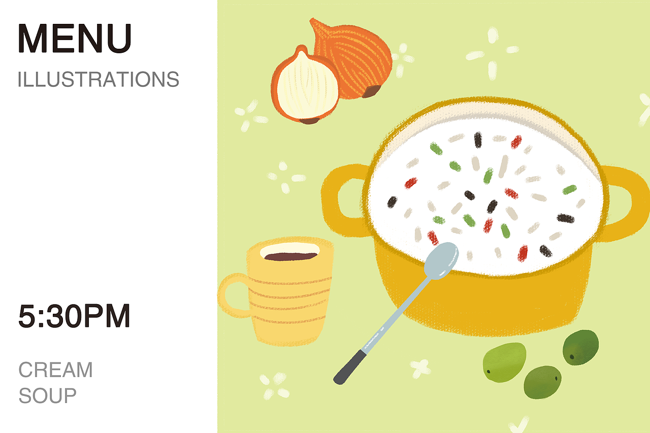 美食菜单插画（图ZMjE0MzM3NDQ0） - 创作习作 - 站酷设计师小咪uu原创素材 - 站酷ZCOOL