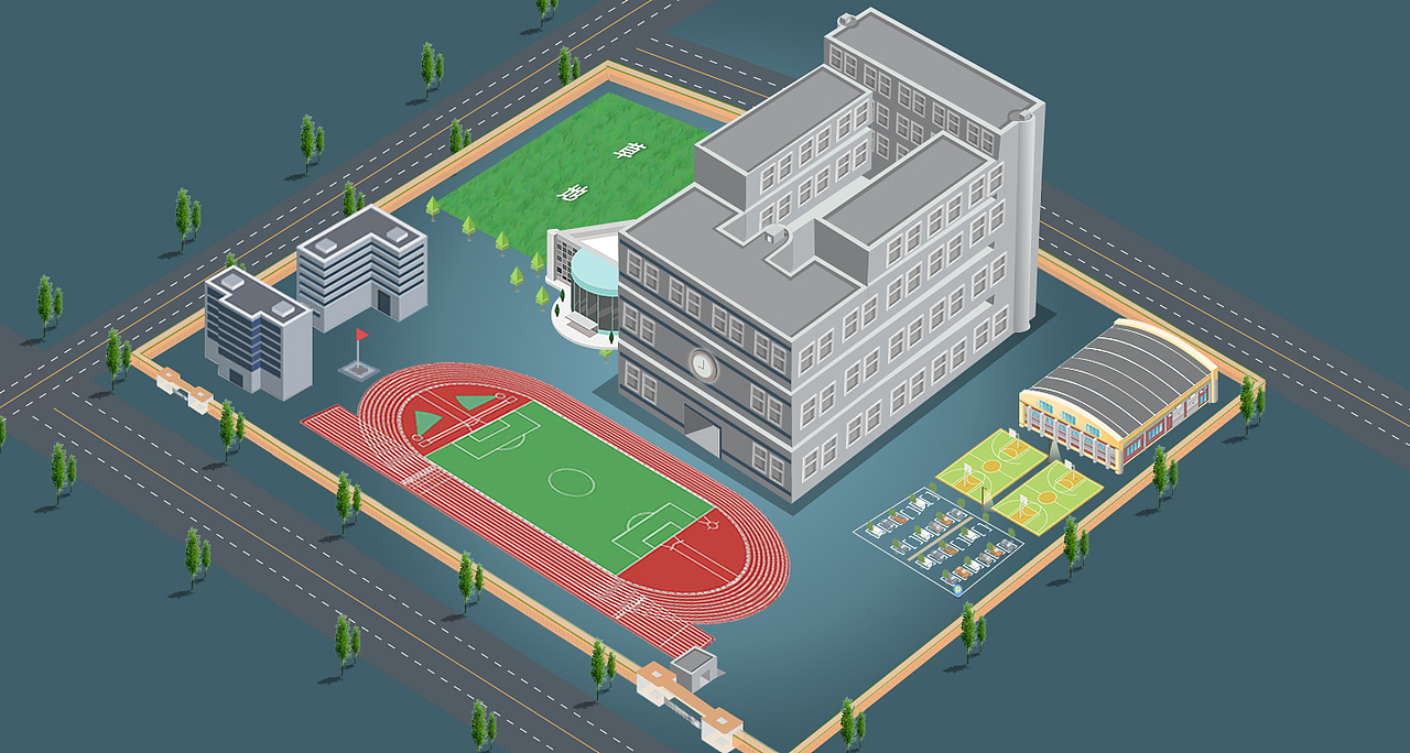 b某某学校空间整体鸟瞰图