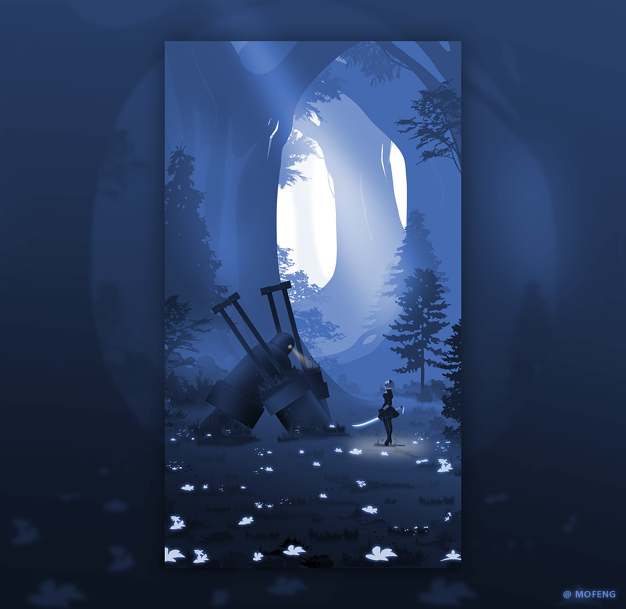 扁平插画风2B小姐姐