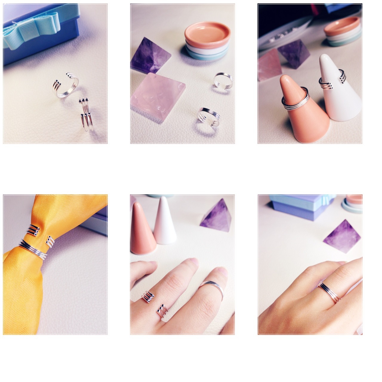 SY JEWELRY STUDIO/2016.vol.6
"Simple and Special"SS系列<br> 三圈开口戒指<br>“秉承简单、特别的设计理念，戒指造型由三个单圈光戒组合而成，正面镶嵌6个黑锆石。多线条合并使戒指更有立体感，戒指正戴为开口六个点造型，反戴为极简主义三圈光戒造型，不同造型可根据日常不同穿衣搭配进行选择。