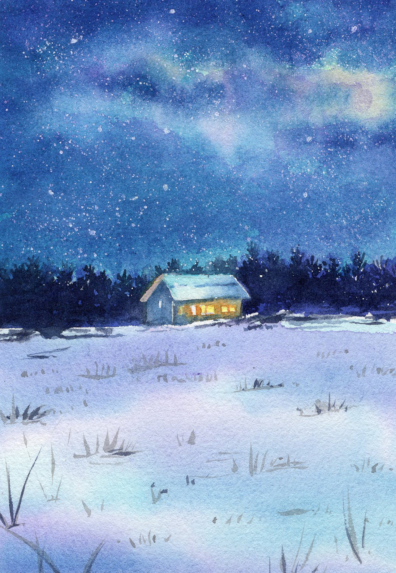 水彩风景-雪景（图ZMjM1OTg5NTg0） - 创作习作 - 站酷设计师景七七原创素材 - 站酷ZCOOL