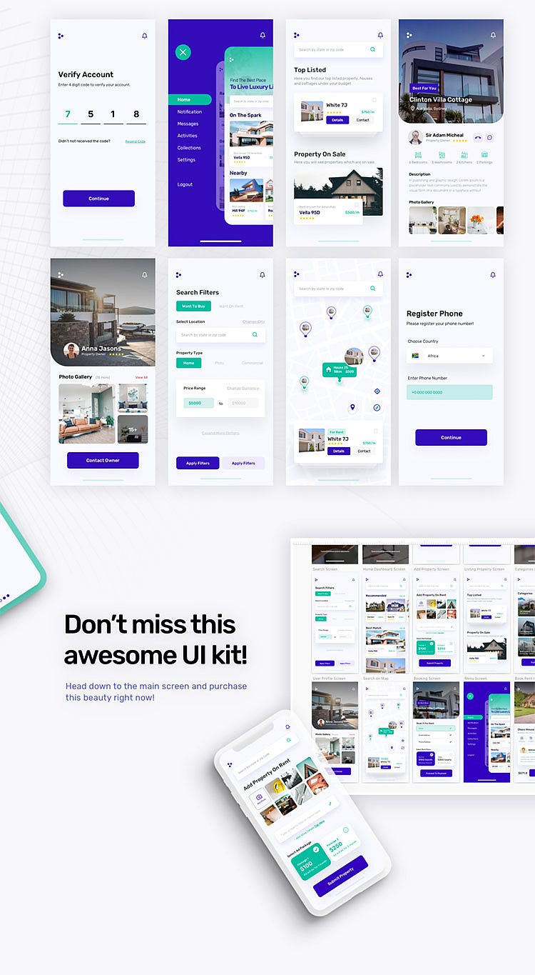 互联网在线房地产中介销售租赁民宿宾馆UI手机APP设计