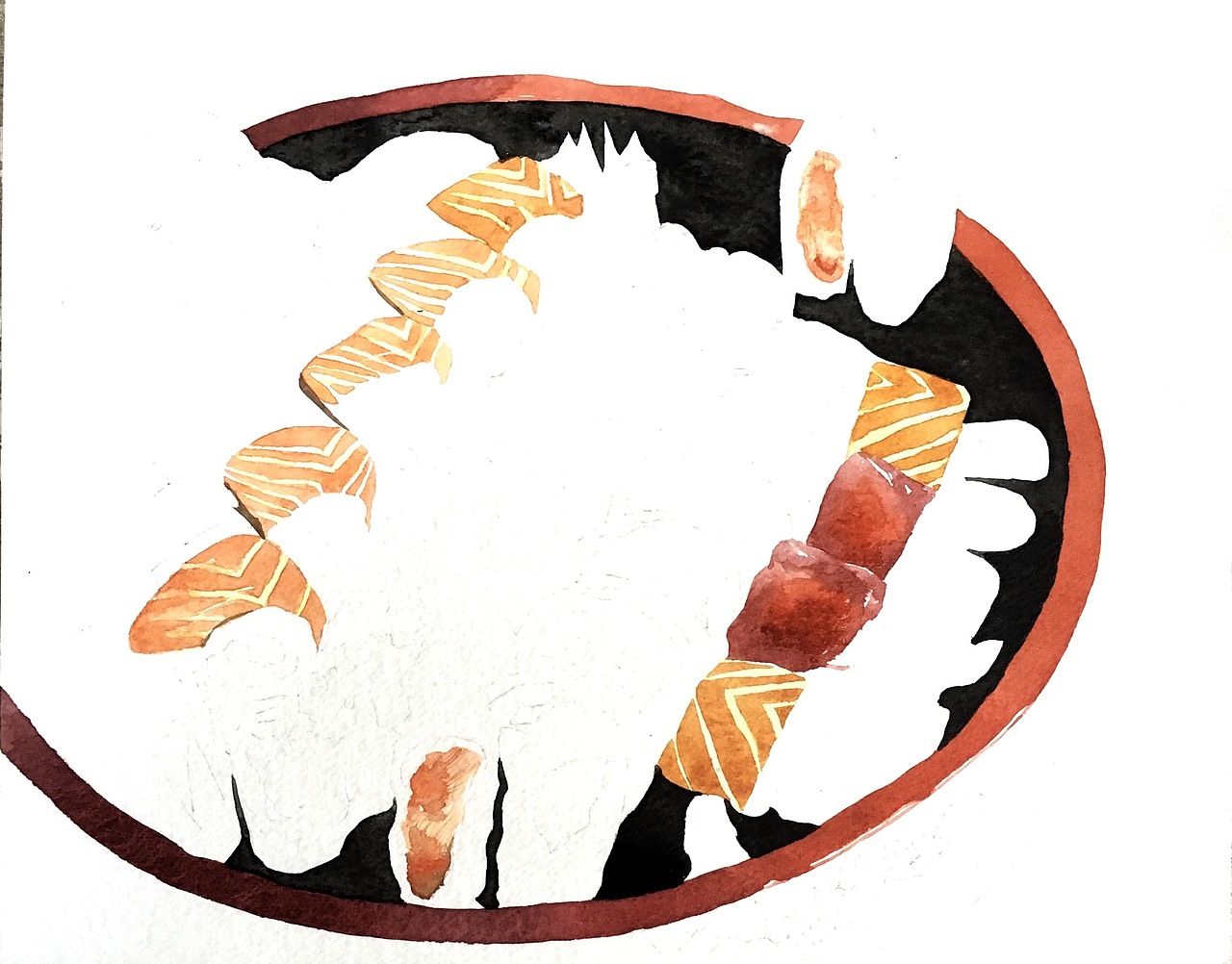 水彩画寿司（图ZNTE4OTI4MjQ=） - 绘画 - 站酷设计师ran092shan原创素材 - 站酷ZCOOL