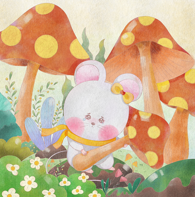 迷失在蘑菇森林的小老鼠（图ZMzE5NzkxMjgw） - 儿童插画 - 站酷设计师Mia米芽呆呆酱原创素材 - 站酷ZCOOL