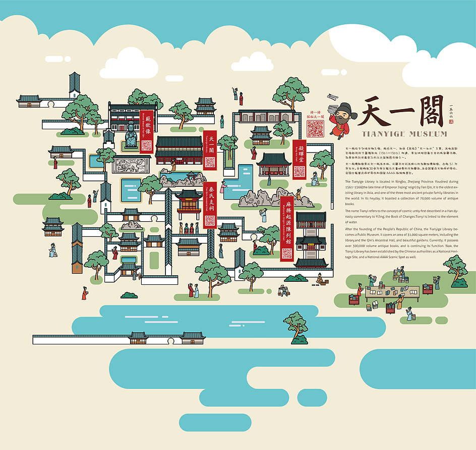 天一阁展厅墙绘设计