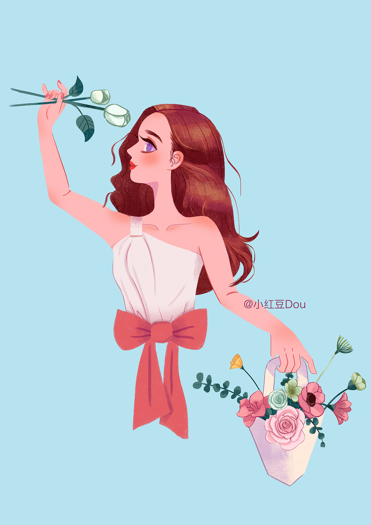 花儿与少女|插画|商业插画|小红豆dou_原创作品-站酷zcool