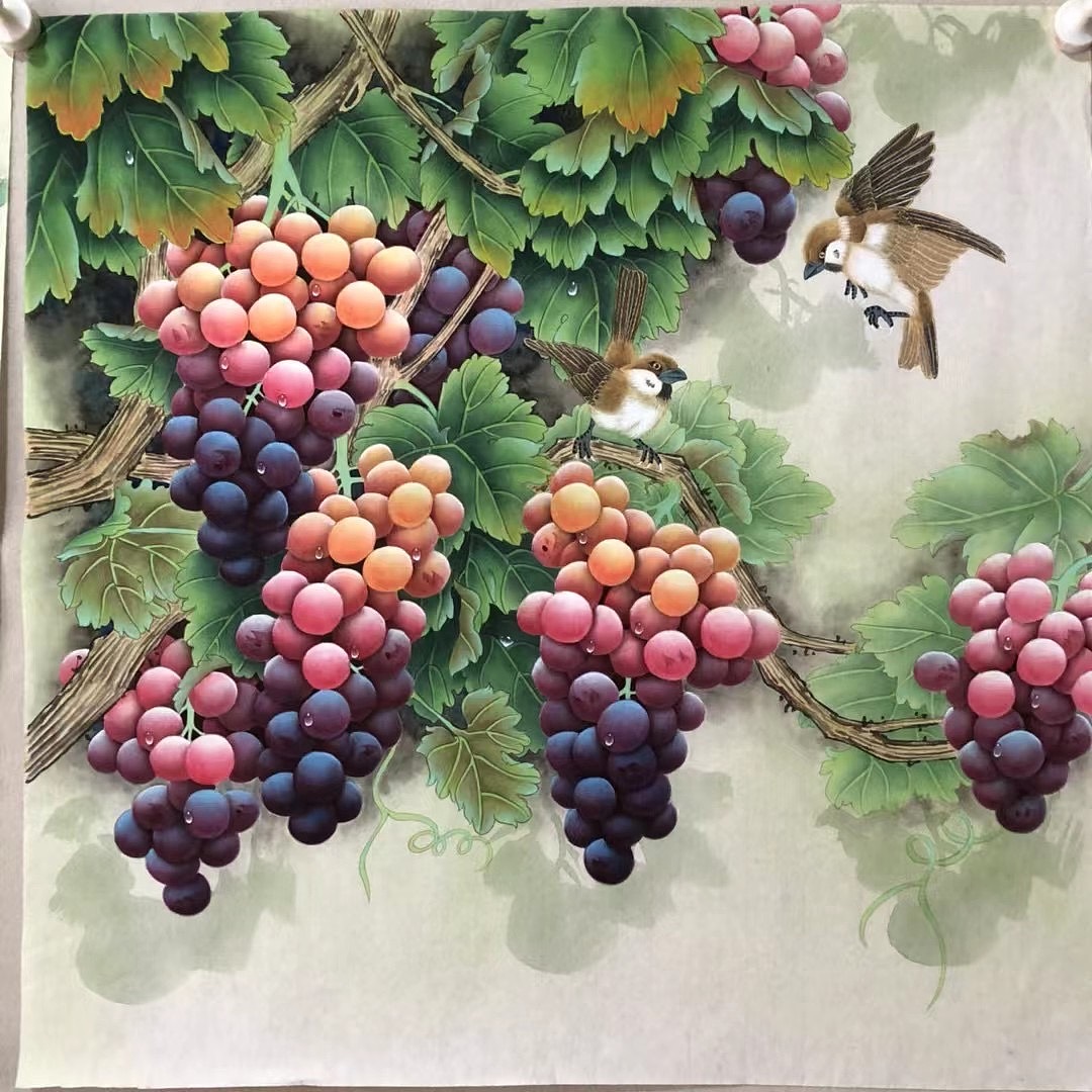 画家王振兴工笔葡萄|纯艺术|绘画|易阁字画网张小克 - 原创作品