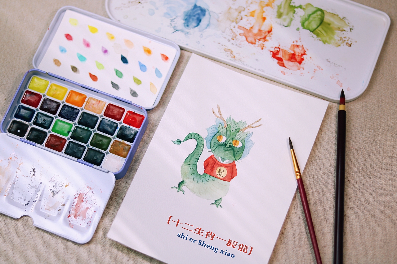 十二生肖复古水彩系列