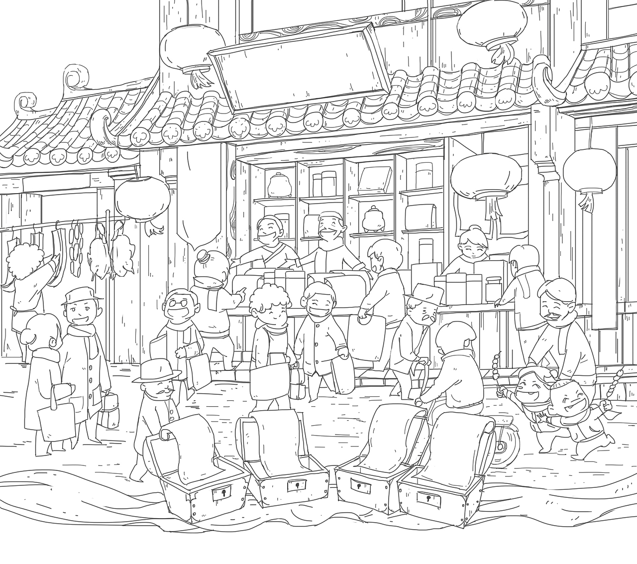 【贡牌】年货节第一波插画项目（图ZMTAyNTAxMzEy） - 商业插画 - 站酷设计师W_云峰原创素材 - 站酷ZCOOL