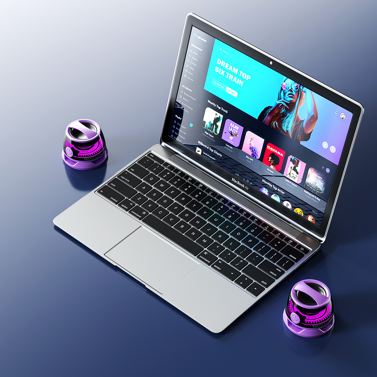 迷你蓝牙音箱建模渲染