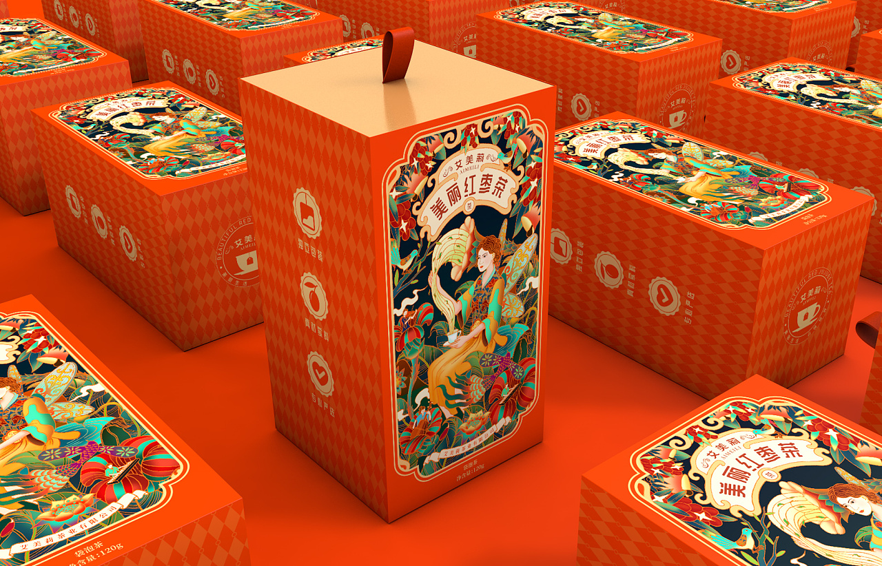 李子央丨《美丽红枣茶》产品包装设计 原创手绘插画