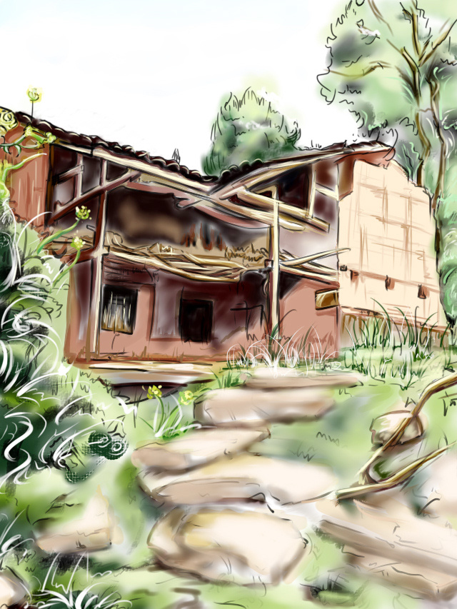 漫画农村老房子图片图片