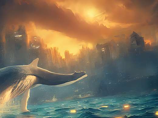 #AI创作实验室#巨鲸，充满灯光的城市，陨落