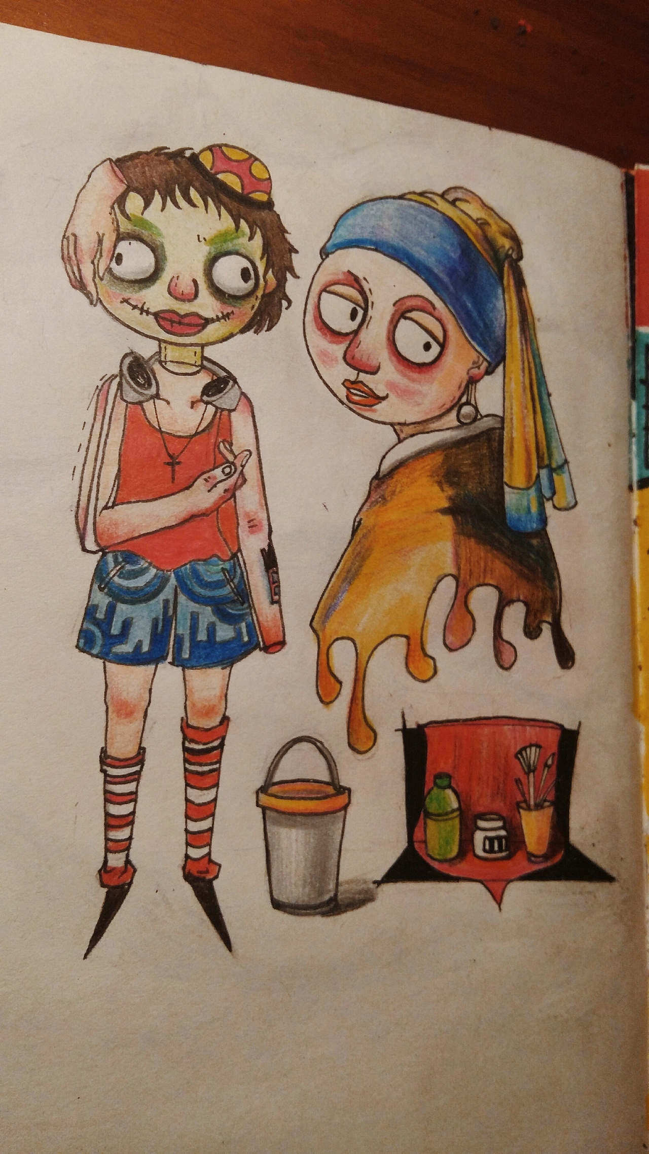 手绘小本儿时间~挪用戴珍珠耳环的少女