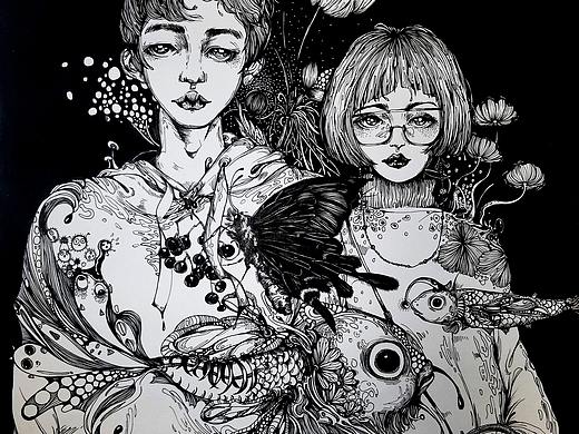 《乱蟲》线描黑白画部分合集