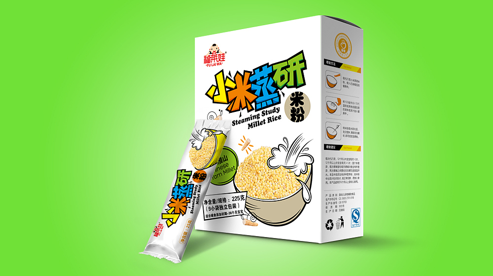 福莱娃小米蒸研/益生菌米粉包装设计（图ZMzA4ODA5Njg=） - 包装 - 站酷设计师核桃设计原创素材 - 站酷ZCOOL