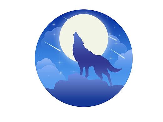 孤狼月夜长啸小插画(临摹)