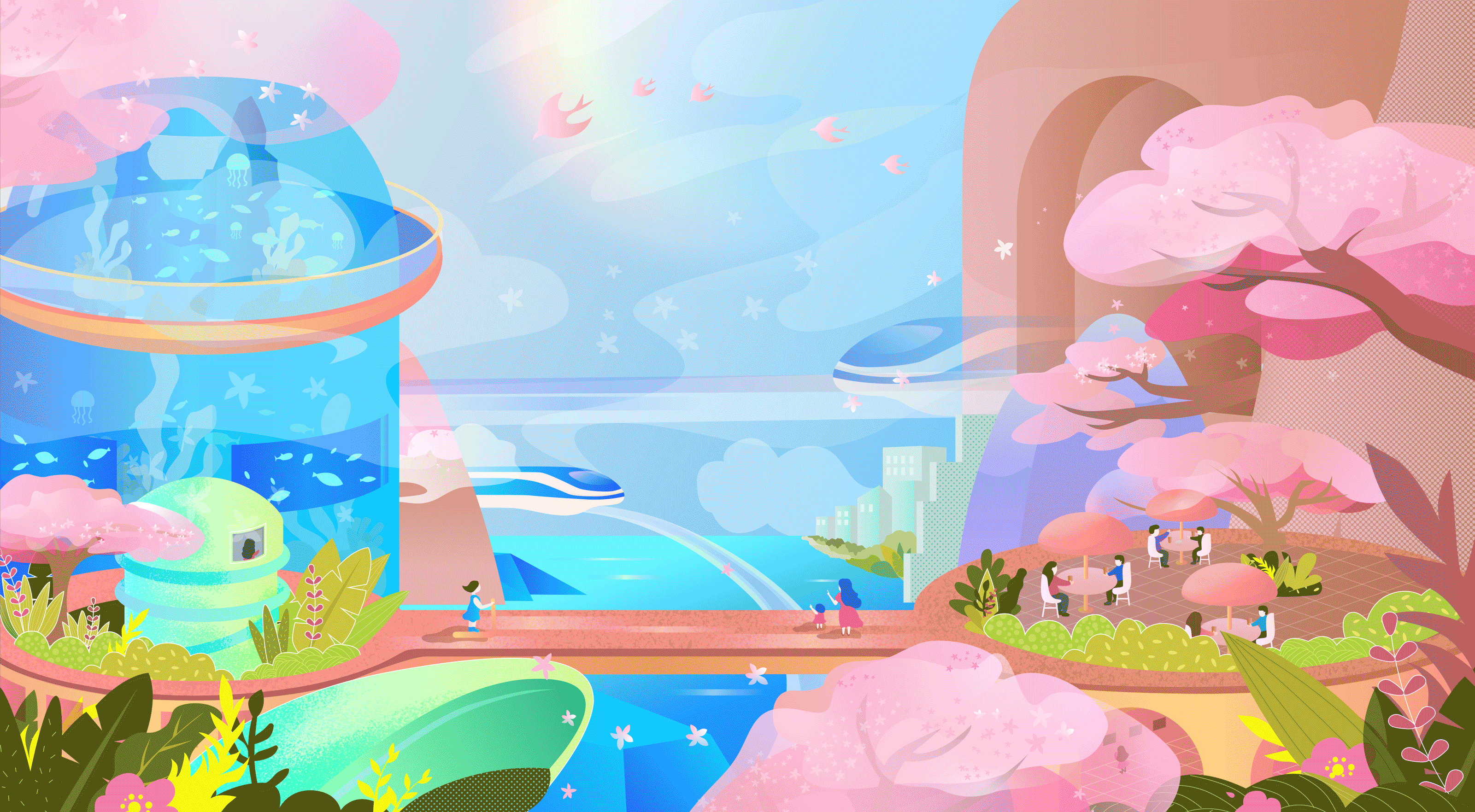 筑梦云端城就未来byd比亚迪创意插画大赛世外桃源