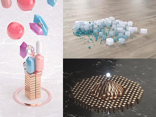 C4D OC 练习八 三个方块 小球运动图形案例 附工程文件
