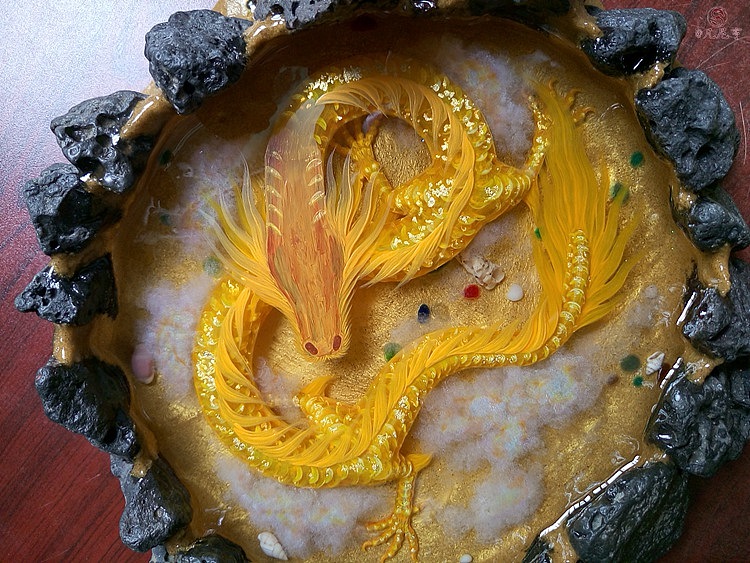 闪金龙潭(多层立体3d树脂画)