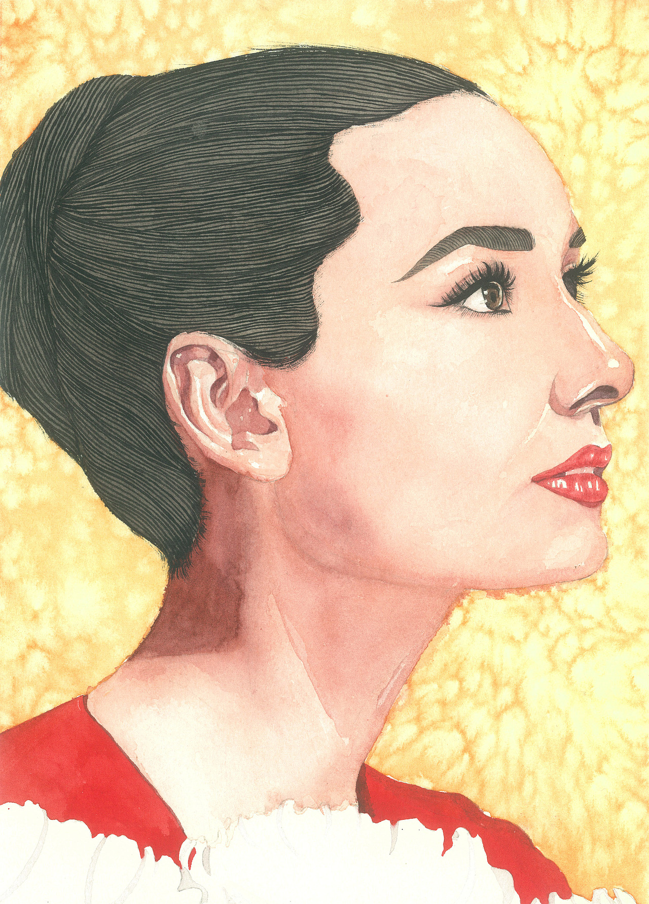 奥黛丽赫本水彩插画《永恒之爱》