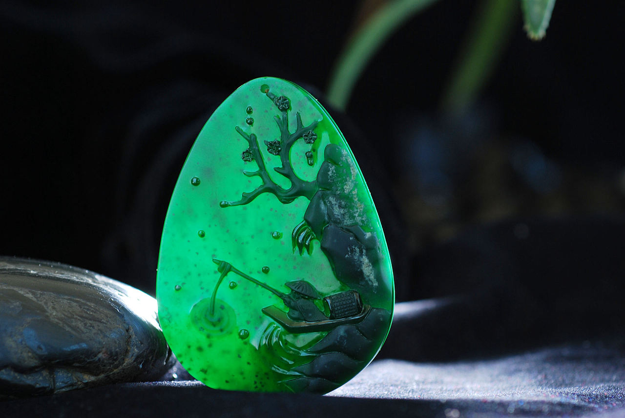 郑州淘宝拍摄 珠宝摄影 墨翠挂件 踏雪寻梅系列1