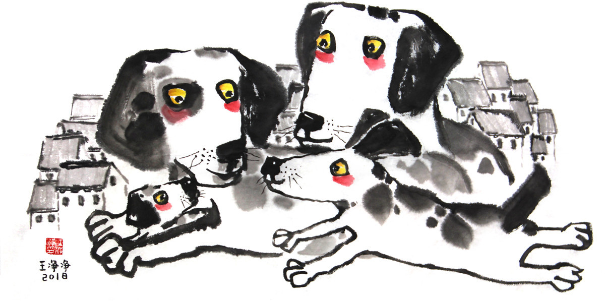 50多幅水墨狗画 插画狗图|插画|商业插画|画儿晴天 - 原创作品 - 站酷