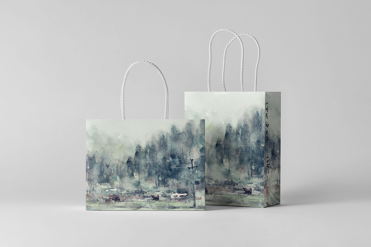 【作品合集】将自己的水彩画做成了礼品包装袋的样子