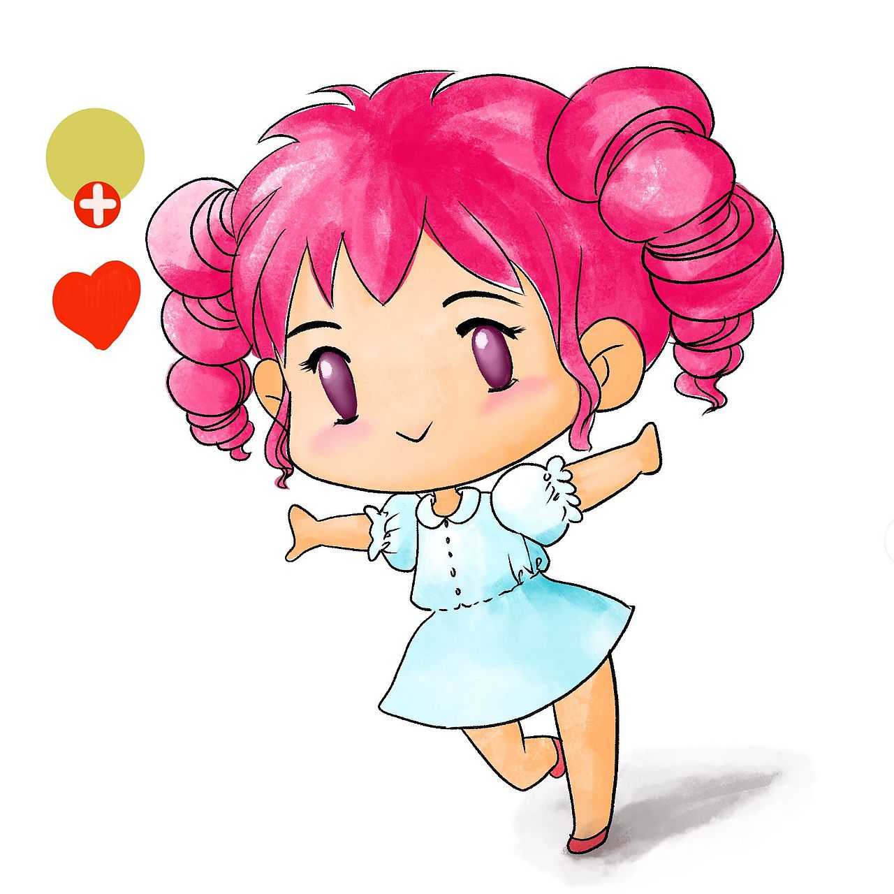 牛角辫妹妹,高兴的表情