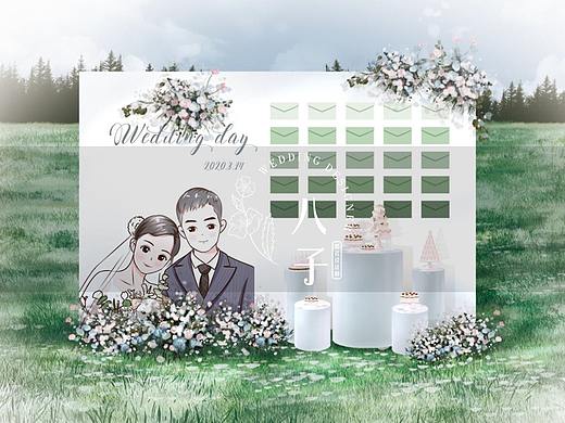 白绿婚礼设计（个人主页-ZNDYyNjE0OTY=） - 舞台美术 - 站酷设计师走丑原创素材 - 站酷ZCOOL