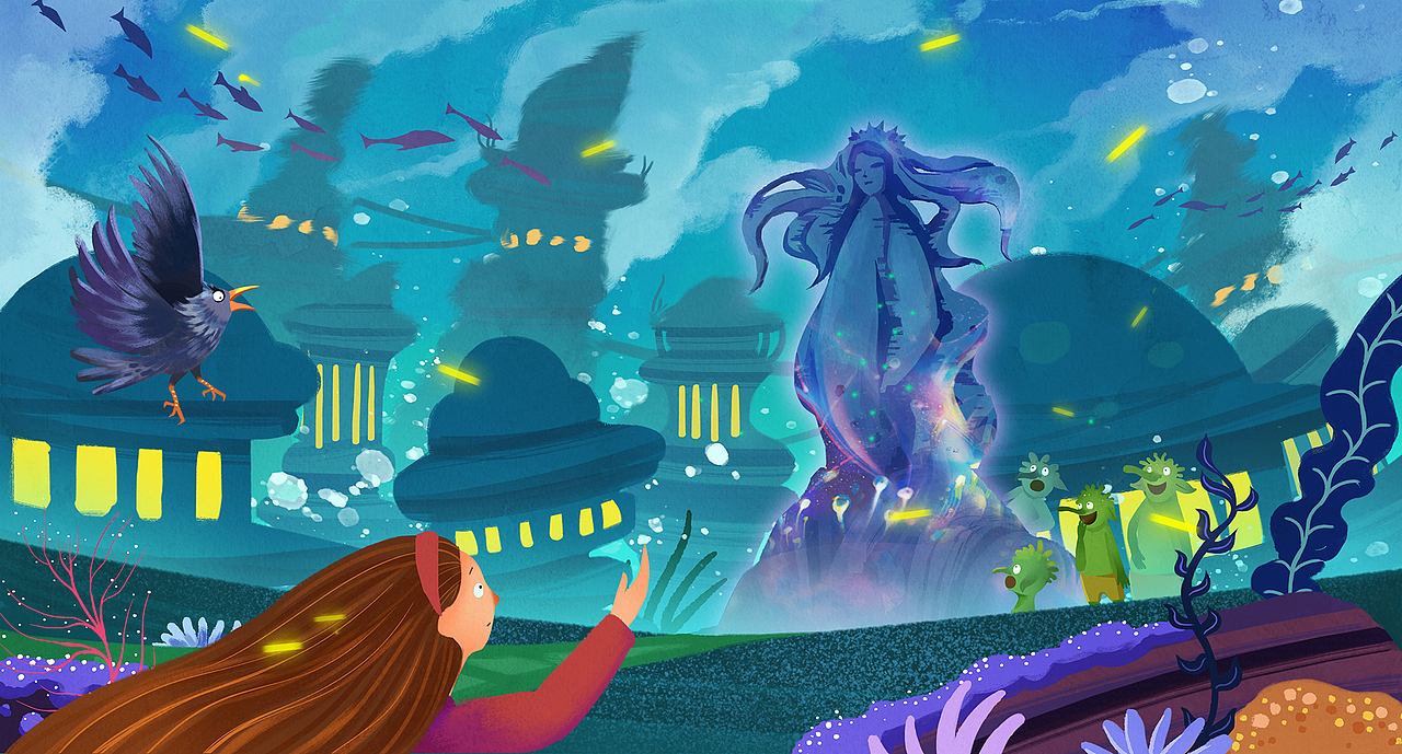 《寻找精灵徽章》--绘本插画