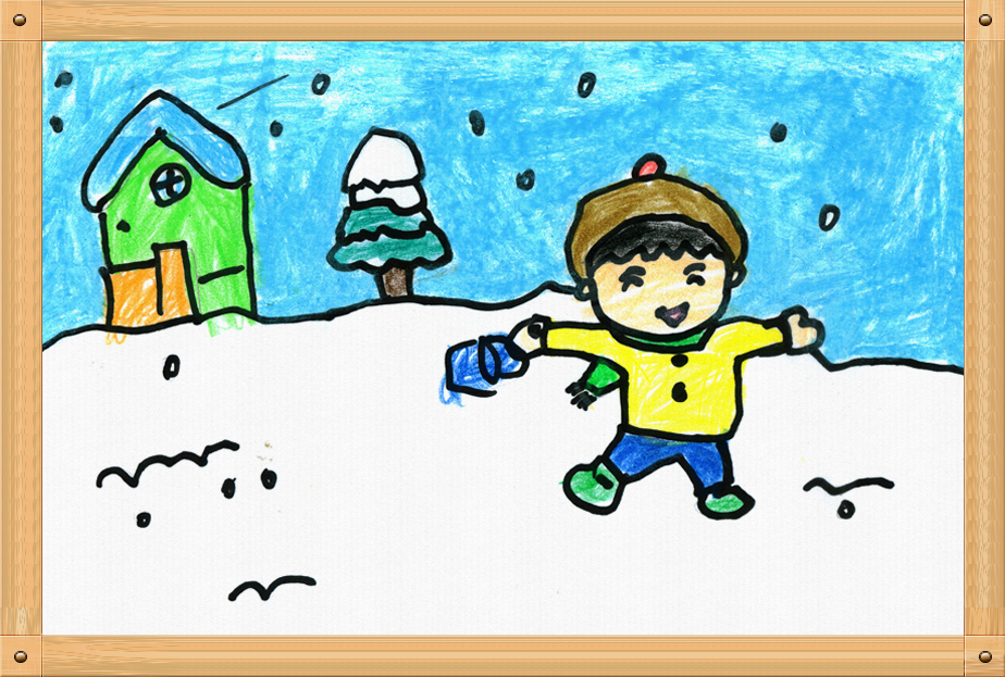 一年级下雪画画作品图片