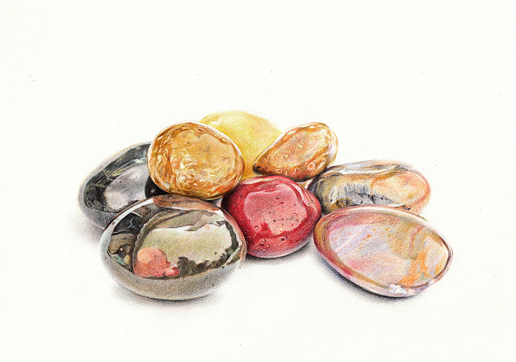 纸上彩铅--《雨花石》上色过程随录（图ZMjIzODczMTI=） - 绘画 - 站酷设计师超超的青葱原创素材 - 站酷ZCOOL