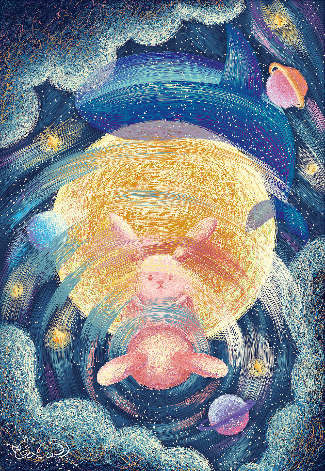 时光-流芯月饼礼盒包装插画