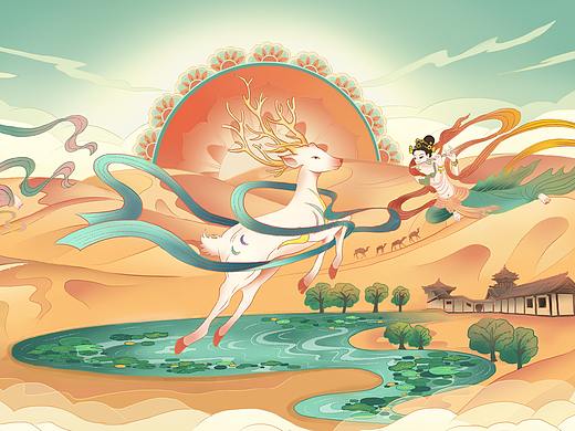 敦煌飞天仙女插画（个人主页-ZNTI0OTAzODg=） - 商业插画 - 站酷设计师晴子插画原创素材 - 站酷ZCOOL