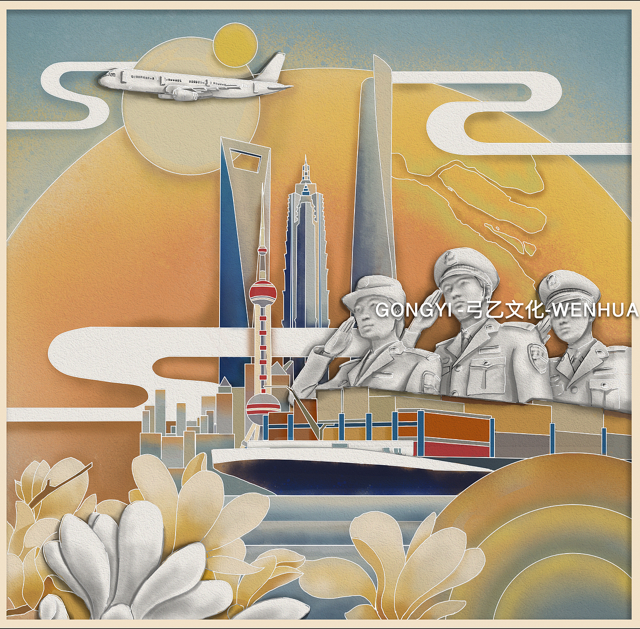 中国边检·上海浮雕彩绘壁画设计（图ZMjYyNDE4MzEy） - 绘画 - 站酷设计师你韩哥哥原创素材 - 站酷ZCOOL