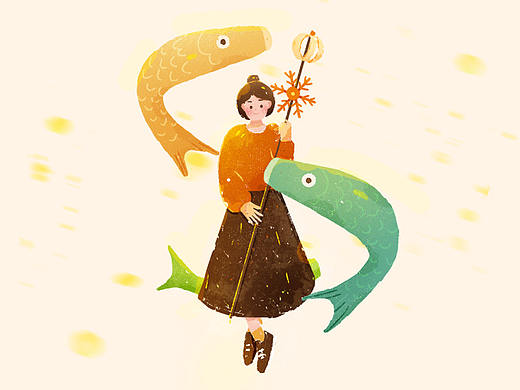 锦鲤护体(个人主页-ZNTA2NjcxMDg=) - 艺术插画 - 站酷设计师北河散人原创素材 - 站酷ZCOOL