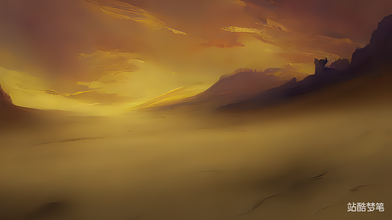 #站酷梦笔#沙漠 黄色 沙尘暴，概念插画，HD，高分辨率（图ZMzI1NjQ2MTg0） - AI作品 - 站酷设计师一歩一步又一步原创素材 - 站酷ZCOOL