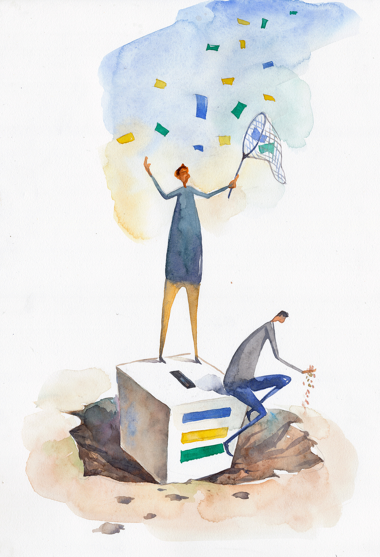 水彩插画作品 小说插画 手绘水彩约稿 大叔漫画王西振