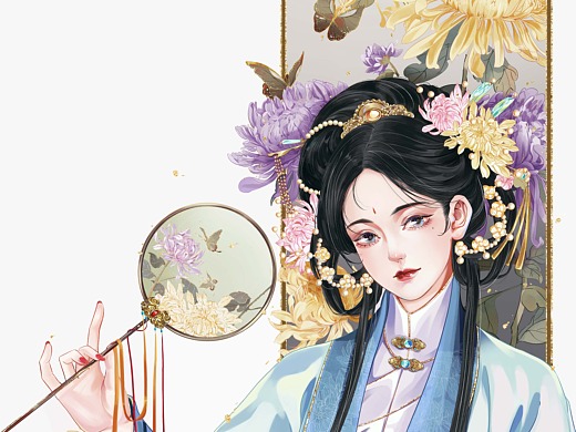 原创插画  菊花拟人