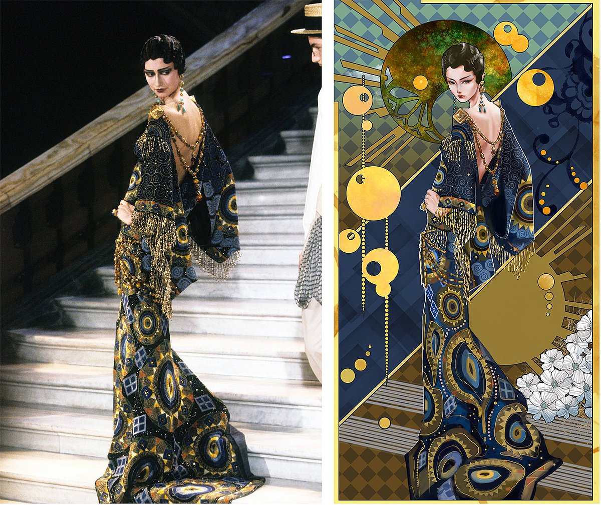 dior 1998 春夏高定时装插画设计