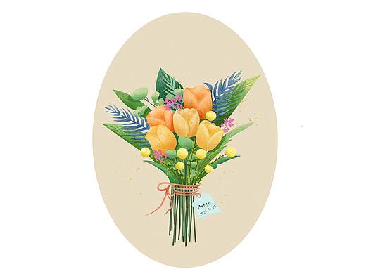 复古油画风格植物插画组合