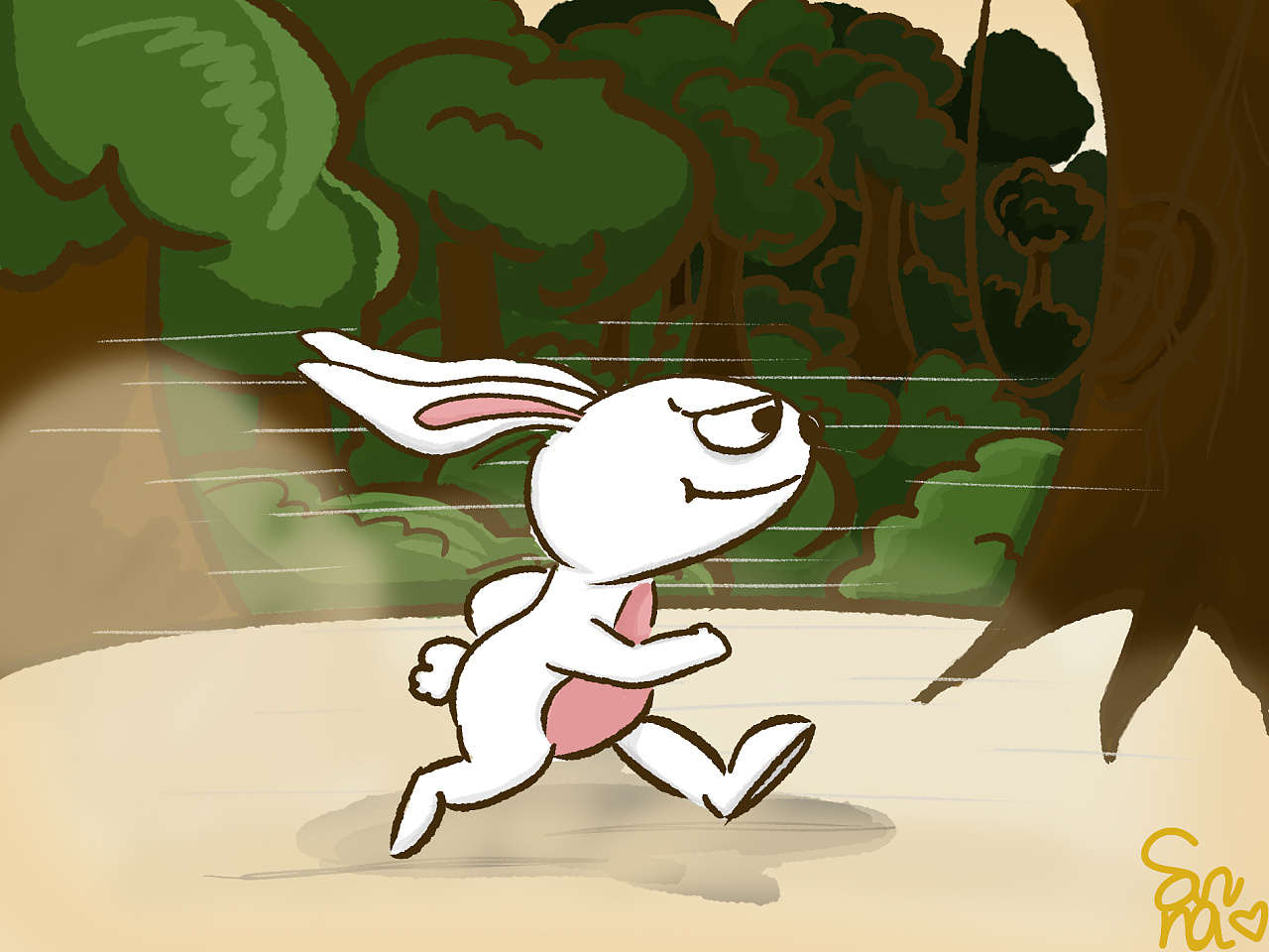 一只奔跑着的小兔子图片_装饰图案_设计元素-图行天下素材网