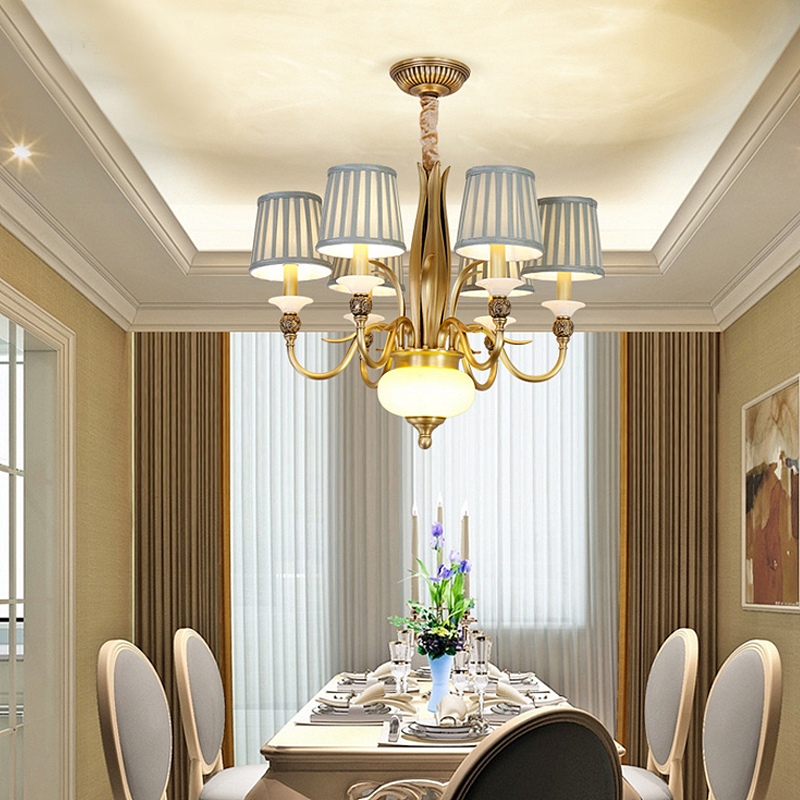 美式全铜吊灯现代简约玉石吊灯客厅吊灯