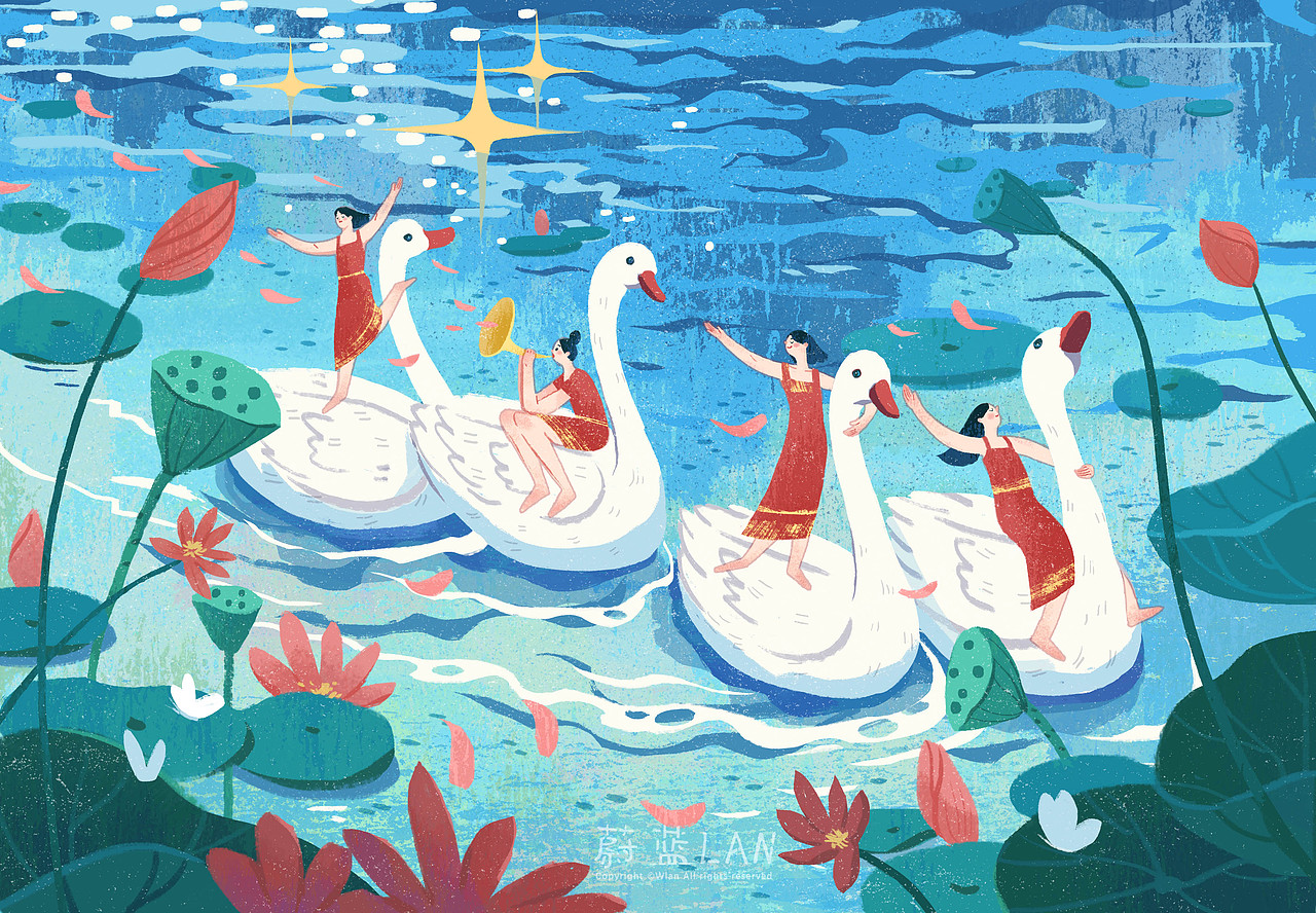 拜拜了！夏天！（图ZMzE0MTMzOTAw） - 商业插画 - 站酷设计师蔚蓝Lann原创素材 - 站酷ZCOOL
