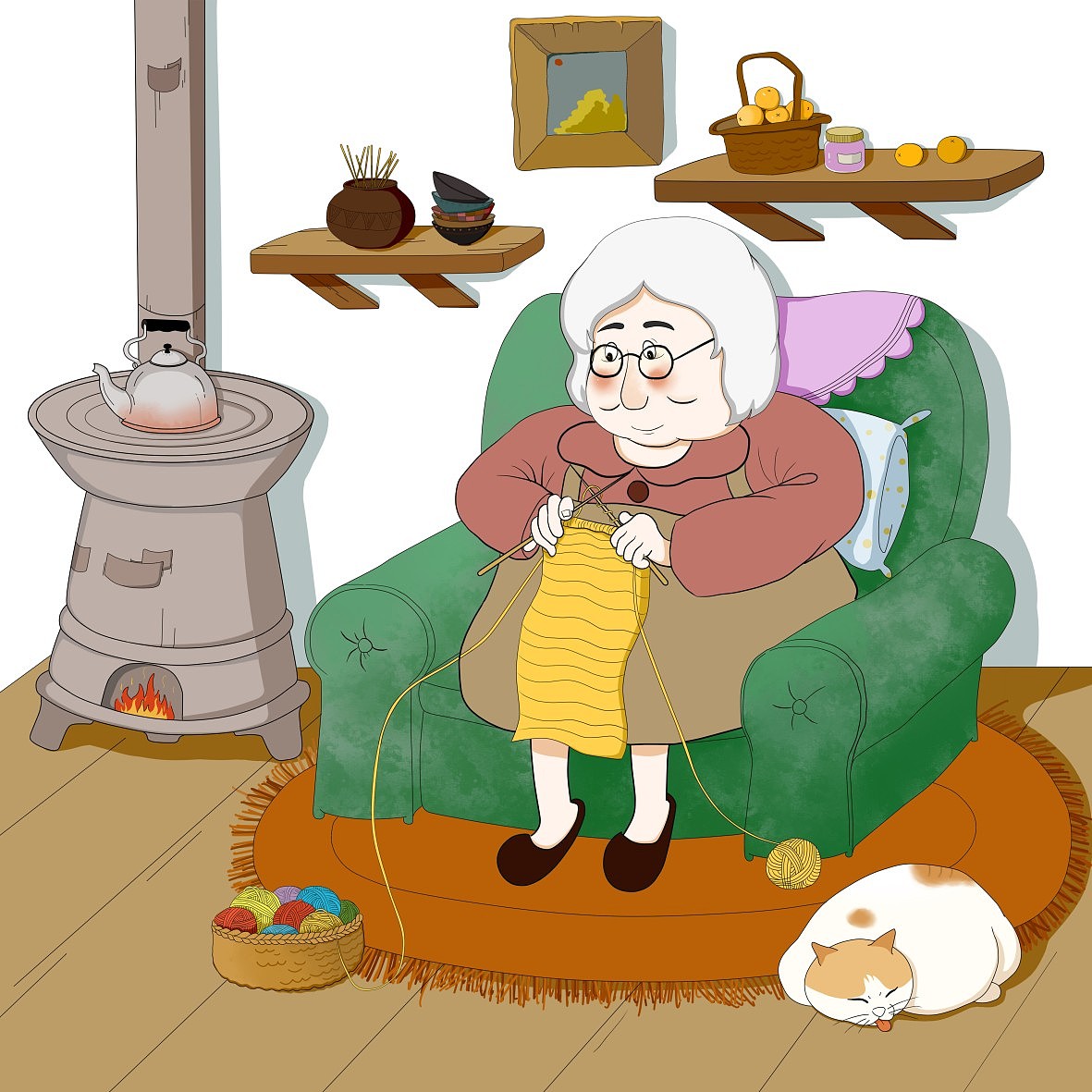 幸福的味道-听奶奶讲故事|插画|商业插画|张小能能能能 - 原创作品 - 站酷 (ZCOOL)